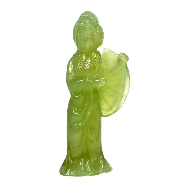 Chinese Light Jade Vintage 1930's Female 6.5" Figurine-Excellent Stunning - Picture 1 of 8